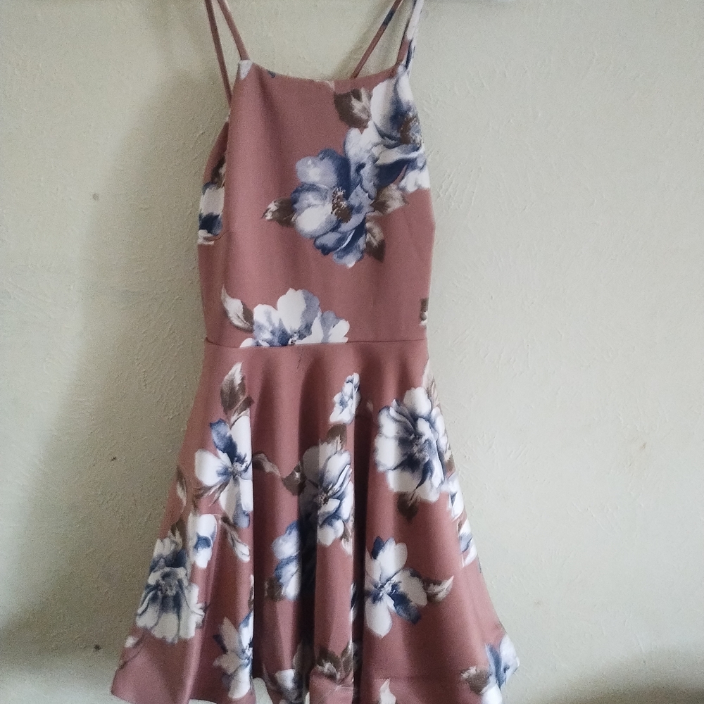 Trac M Dusty Rose Floral Circle Skirt Dress Feminine Coquette Balletcore